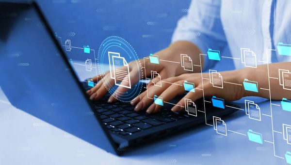 Automation software to archiving and efficiently manage and information files. Document Management System (DMS).Internet Technology Concept